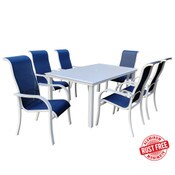 7 piece Seaside White & Navy Dining